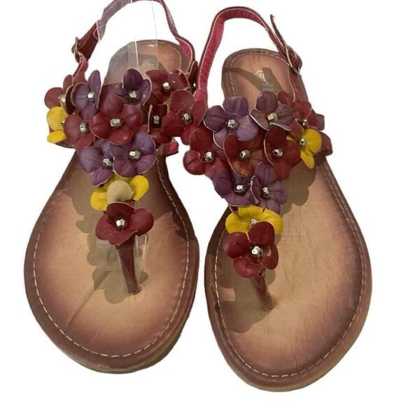 $5$ add on Nove 3D floral,pink,yellow&Purple made in Italy fashion Sandals - Picture 4 of 8